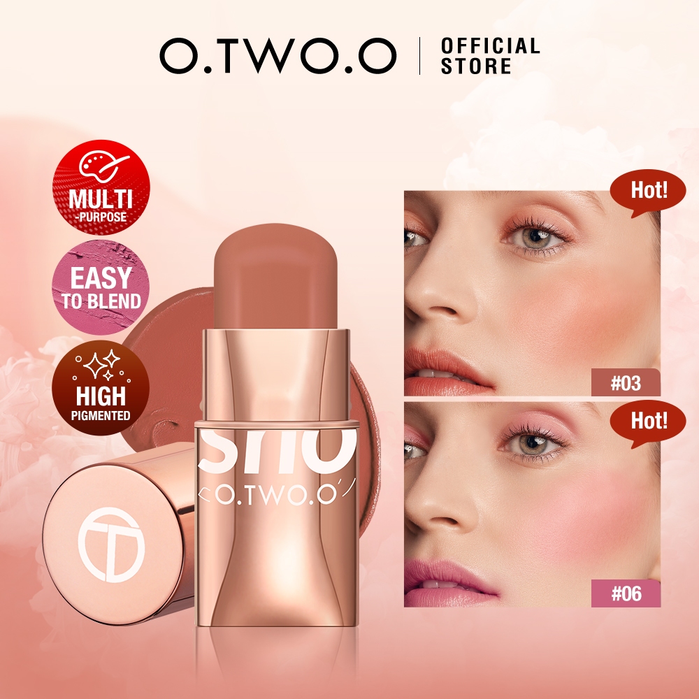 O.TWO.O Makeup Blush Stick Hydrating Gloss Lip & Cheek Bluser Face Blush On 6 Colors