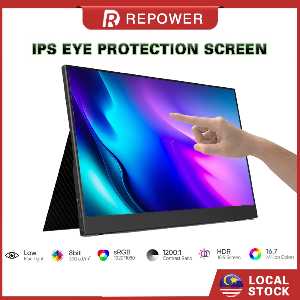 【Local Stock】Portable Monitor 14 /15.6 inch Ultra Slim External Monitor Touch Screen 1080P Full HD  HDMI USB C Screen MINI Monitor Gaming Monitor For Switch PS4 Phone Laptop XBOX Laptop Computer