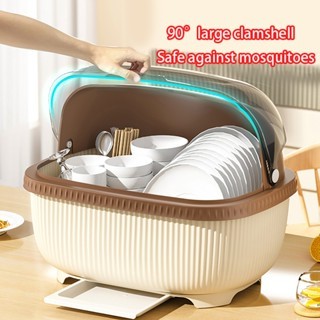 Dish Drainer Rack With Cover & Drainer Dustproof rak pinggan Plastic Drain Insect Proof 沥水架 kabinet dapur pinggan sinki Dish Rack / Dish Storage / Pinggan