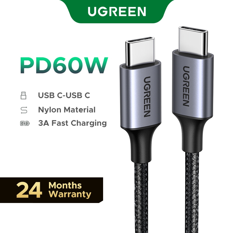 UGREEN 60W USB C to USB C Nylon braided Cable compatible for iphone 16/15 Samsung Galaxy S9 S8 PD Fast Charger Cable Macbook