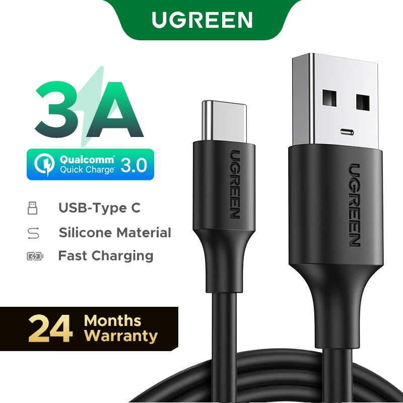 UGREEN USB-A to USB-C 3A Fast Charger PVC Cable Type C USB Fast Charge Data Cable for Samsung S9