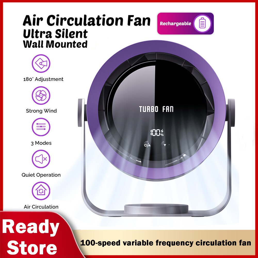 【Malaysia Ready Stock】 Wireless Portable Fan - Air Circulation Fan (7 Inch) Table Fan Wall Fan USB Fan Rechargeable Fan with 4000mAh Battery Air Circulation Fan