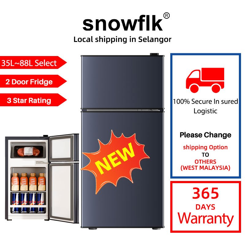 Snowflk 2 door refrigerator Energy Conservation Mute freezer peti sejuk upright freezer mini fridge