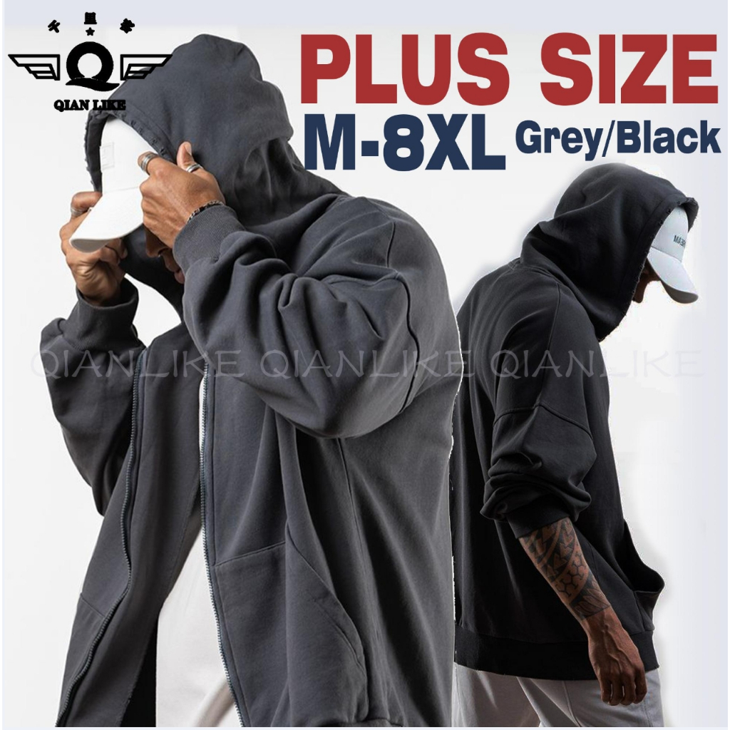 【M-8XL】Sweater Trend Minimalist Cardigan Hooded Men's Casual Youth Fashion Ins Lazy