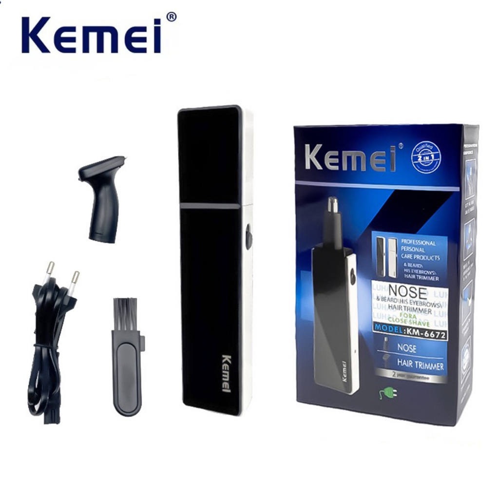 Kemei Rechargeable Nose Hair Trimmer for Men Women 3 in 1 Painless Electric Eyebrow Ear Facial Beard Grooming Kit