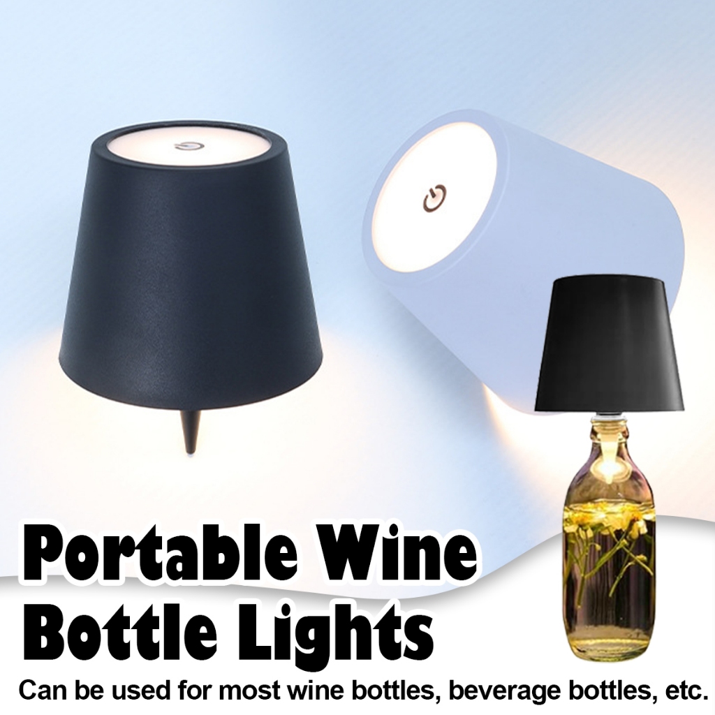 Wireless Touch Control Bottle Table Lamp With USB Power Night Lights Stepless Dimming Wine Warm White 3000K Mini Light Book Small Lamps For Bar Decoration Led Reading Easy Portable
