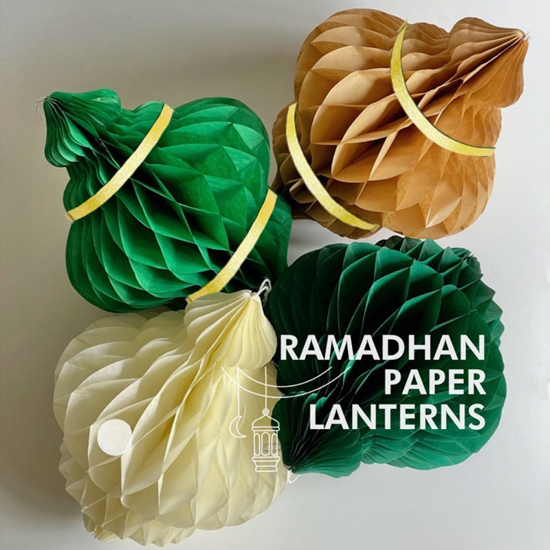 2025 Hari Raya Honeycomb Paper Pendant Retro Ramadan Gourd Ornaments Eid Mubarak Decor