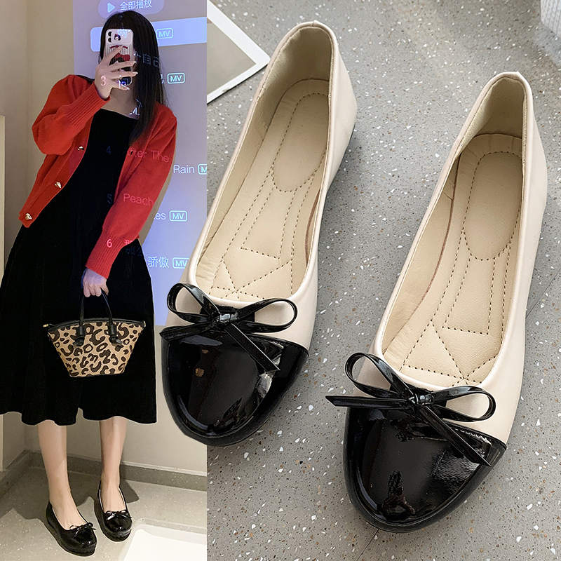 Women Ballet Flats Kasut Flat Wanita Riben Comel Saiz Standard Wide Fit Closed Toe Selesa Untuk Pejabat Harian Raya