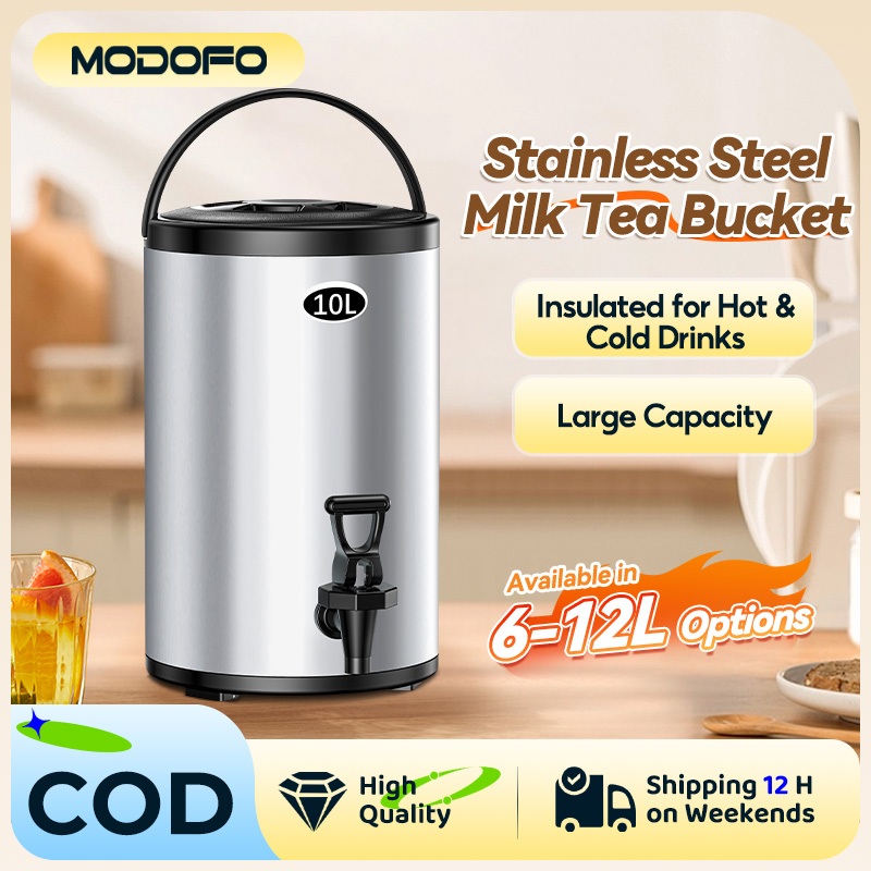 Lowest PriceStainless Steel Milk Tea Bucket Water Dispenser Hot And Cold Thermos Water Jug With Faucet Cooler Jug