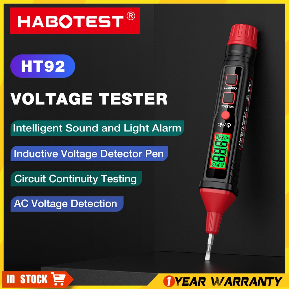 HABOTEST HT92 AC/DC Voltage Detector NCV 12~300V Voltage Tester Live/Null Wire Flashlight LCD Display Breakpoint Finder