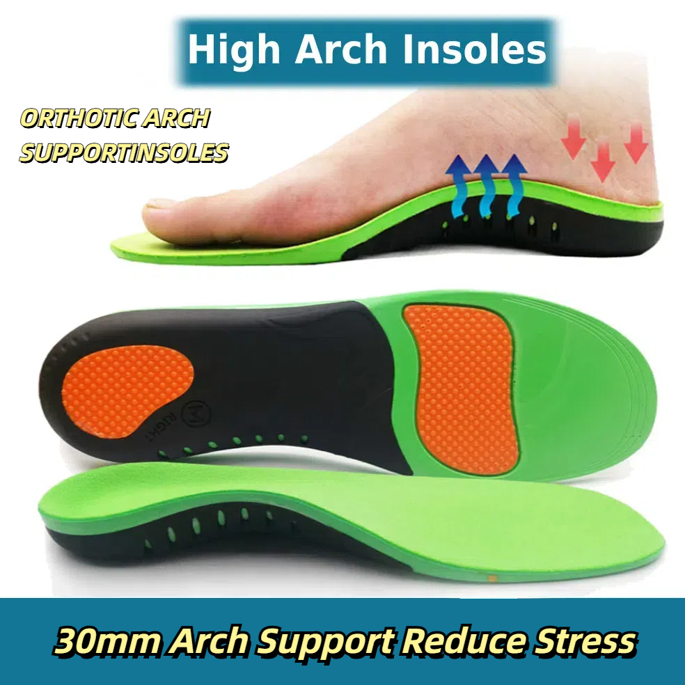High arch support insole Flatfoot fasciitis orthotic PU gel shock absorption massage pad for men and women sports insole Arch insertion X/O type leg and foot orthopedic anti torsio