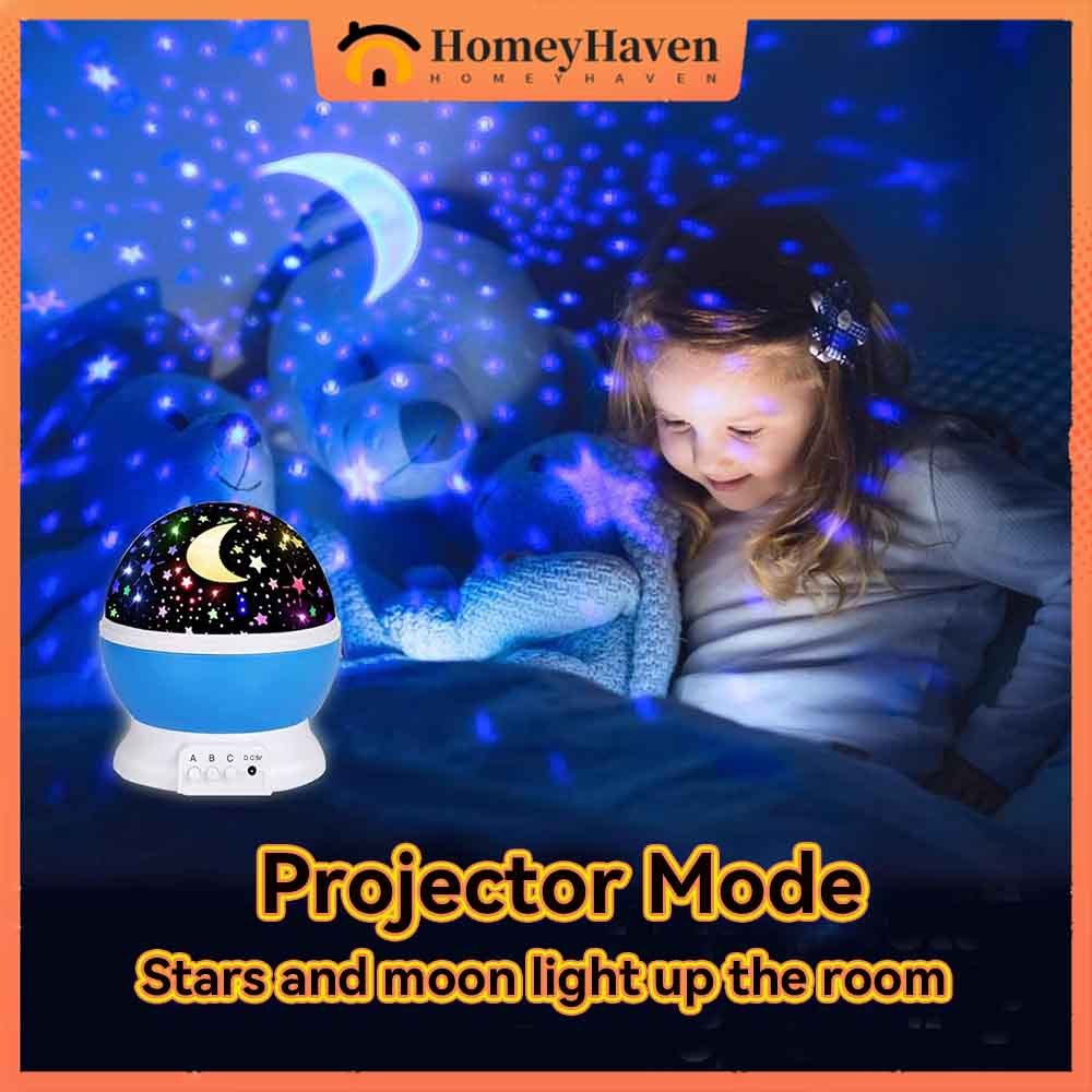 Starry Sky Projector Lamp 360° Rotating LED Light Star Moon Sky Night Lampu Hiasan Bilik Tidur Malam Decor Home Lighting