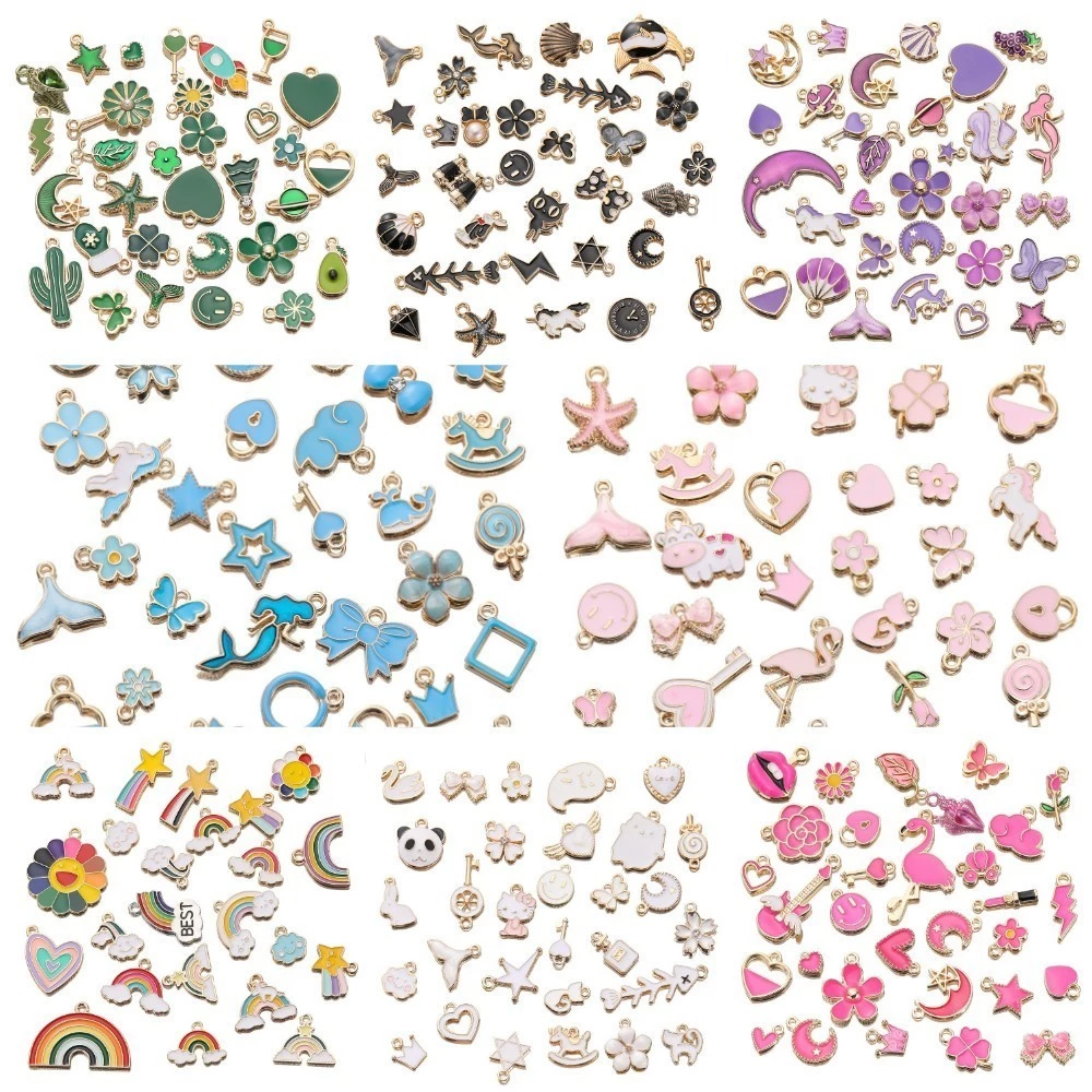 10Pcs Mixed Styles Animal Flower Moon Charms Pendants Jewelry Findings For Earrings Necklace Bracelet DIY Making Accessories