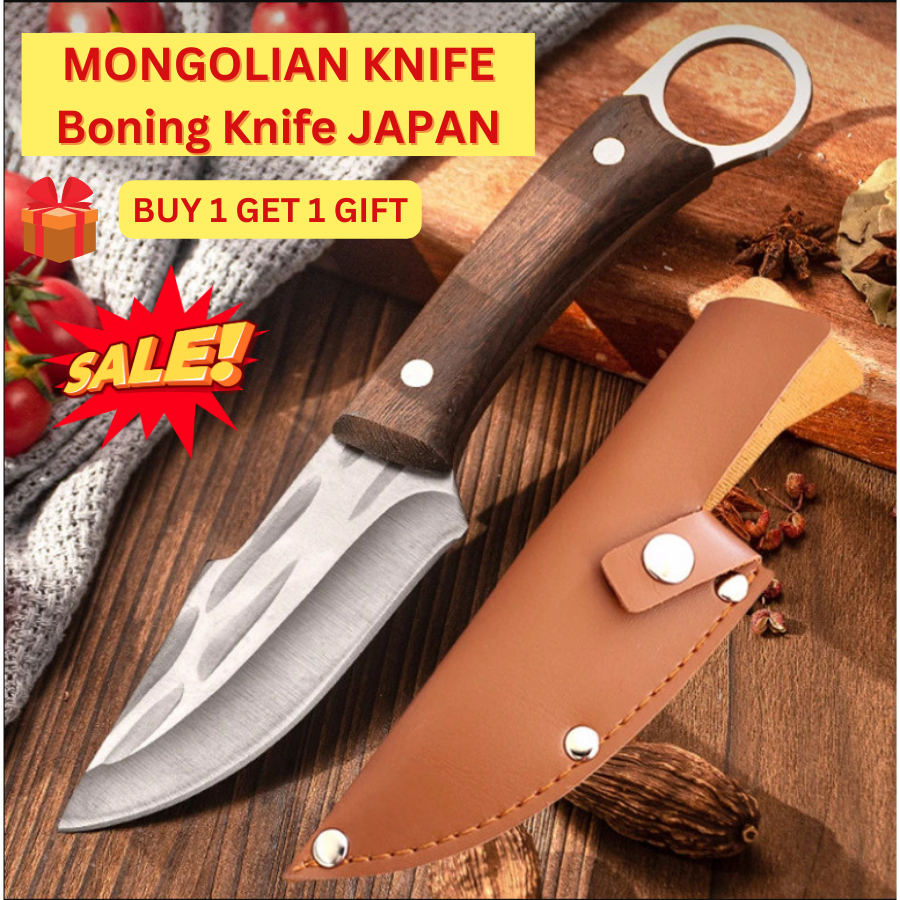 3 Layer Anti Rust Knife Mongolian Kitchen Chef Knife Meat Pisau Keluli Jepun Stainless Steel Chopping Knife