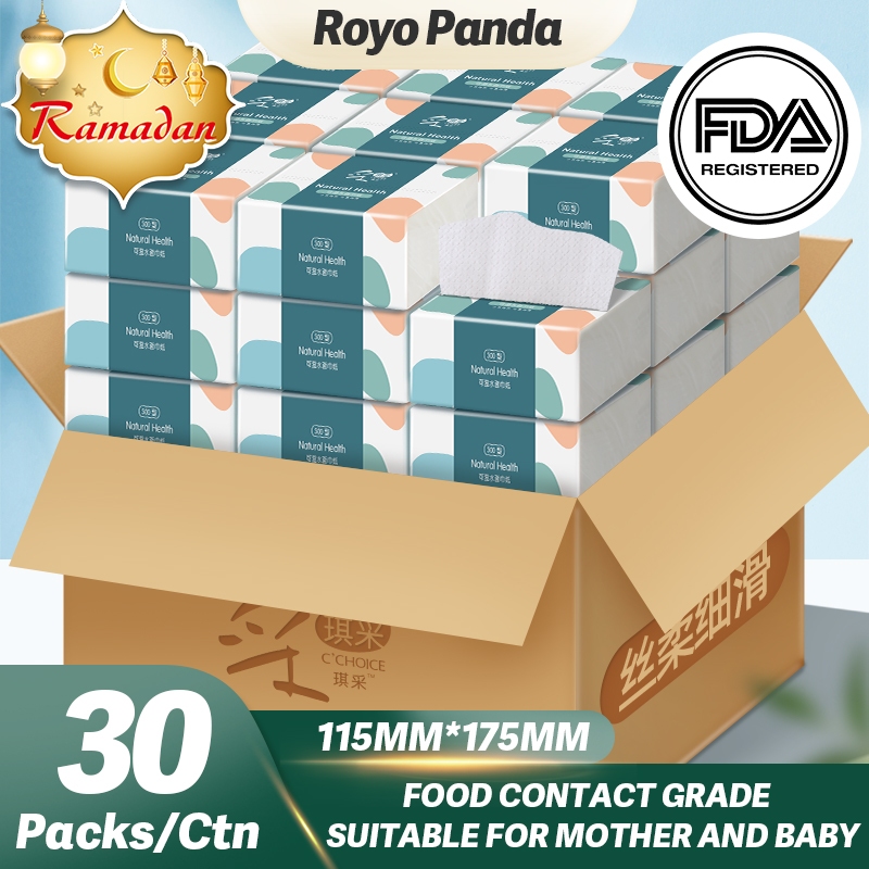 【30 Packs】RoyoPanda Tissue Chioce Soft and Thickened Facial Tissues intensification 300 Sheets tisu Cotton bamboo tissue botare tissue kleenex tissue napkin tissue