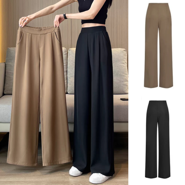 Zsndp[Ready Stock in Malaysia] Women Pants Plus size High Waist Drape Wide Leg Pants Thin Casual Narrow Version Small Straight Women Pants Trendy Suit Pants