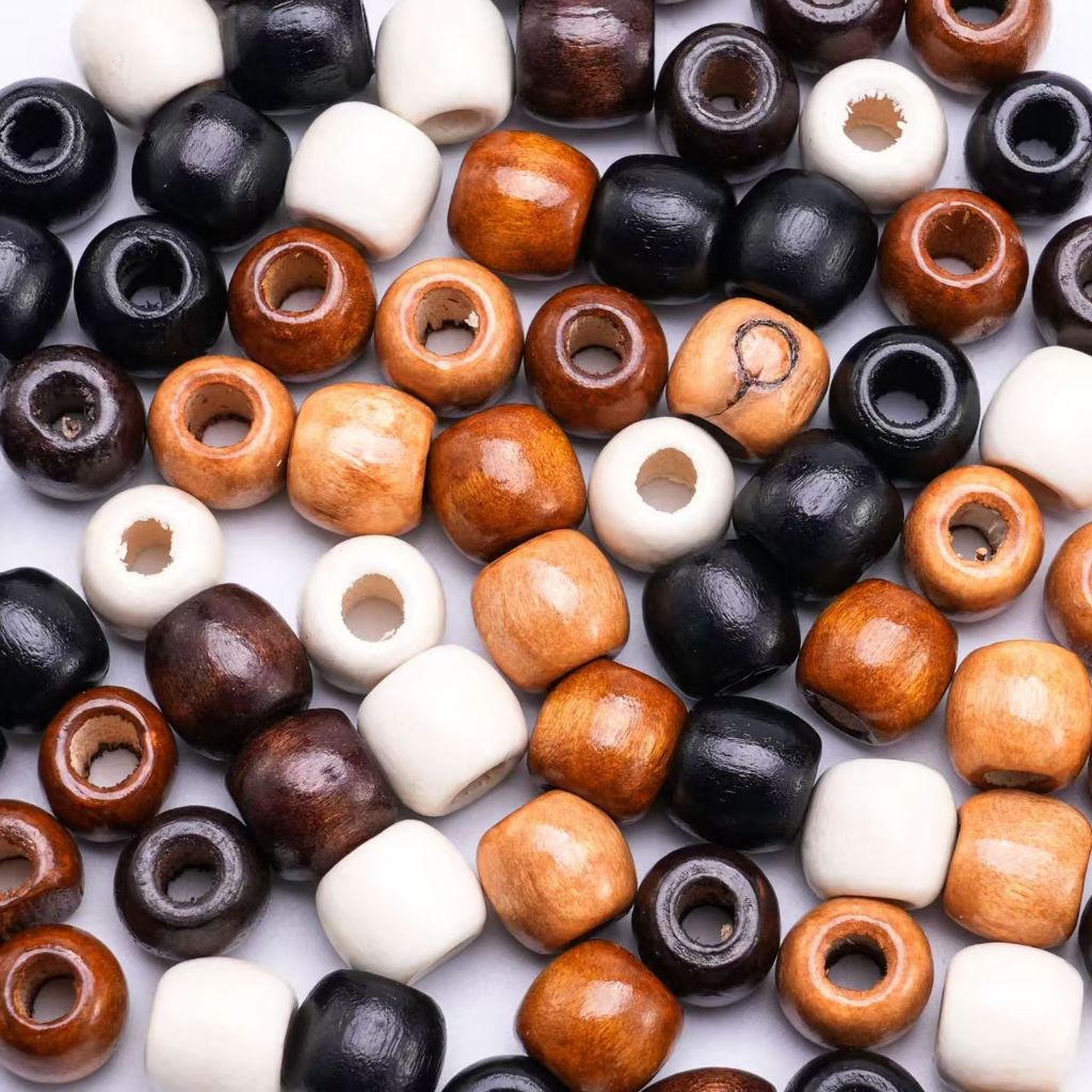 100pcs/pack wooden beads brown beads large hole spacer beads for diy bracelets necklace accessories