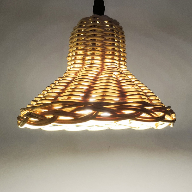 1pc Modern Handmade Rattan Woven Lampshade Luxury Wicker Hanging Lamp Chandelier Light Cover Living Room Home Restaurant Decoration