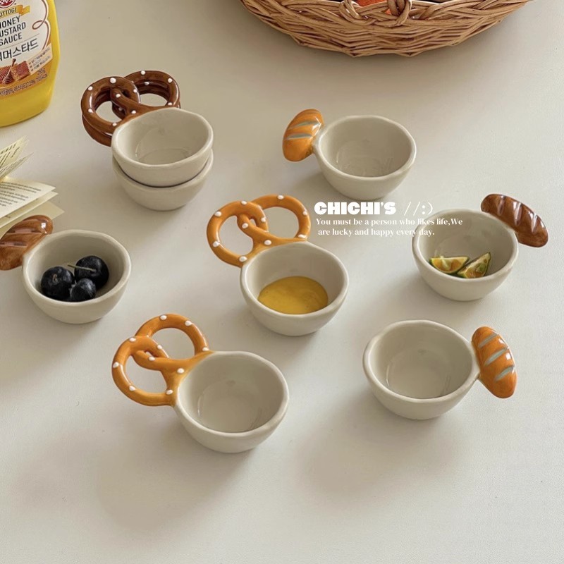 ins cute funny hand made bread ceramic sauce dish creative seasoning small dish