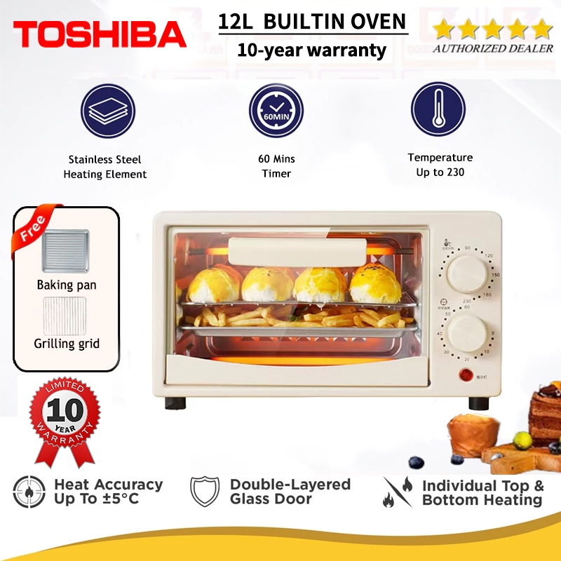 [ ] Toshiba Electric Multi-function Oven Toaster/Bake/Grill/Roast with Knob Adjustment (12L) Grill Toaster Toaster Ketuhar Murah Electric Oven