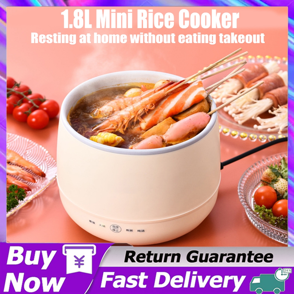 【Malaysia Spot Sale】1.8L Rice Cooker Mini Pot Nasi Lemak Multicooker Electric Rice Cooker Container Pot Non Stick Multi Cooker迷你智能电饭煲