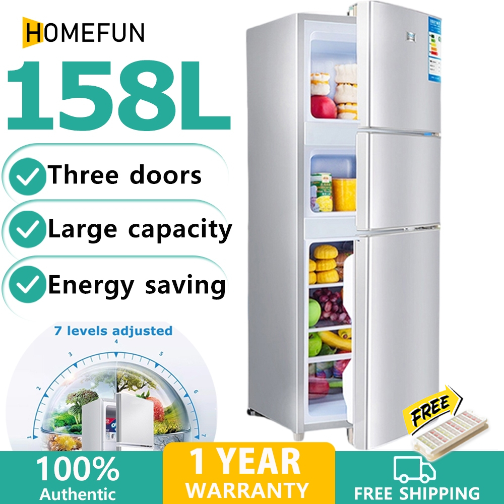 HOMEFUN Large Capacity Inverter Energy Saving Silent Double Door Refrigerator Peti Sejuk Inverter Fridge