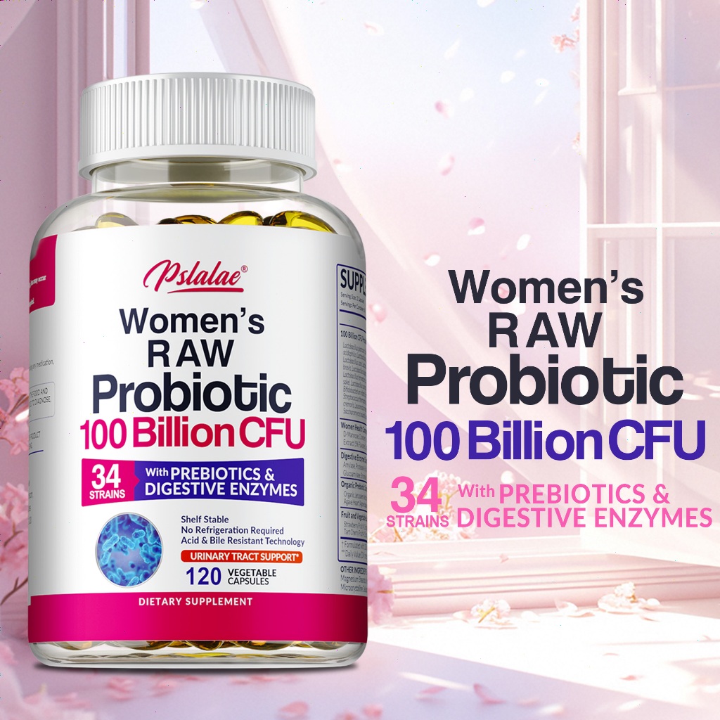 Pslalae Probiotics for Women 100 Billion CFU 34 Probiotic Strains with Prebiotics for Digestive, Vaginal & Immune Health, Dairy Free, Shelf Stable