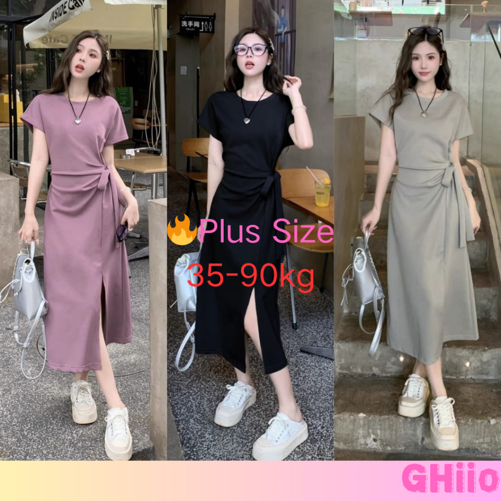 ?GHIIO? [ready stock in Malaysia] Long Dress Women Plus Size 35-90kg Summer French Style Slim