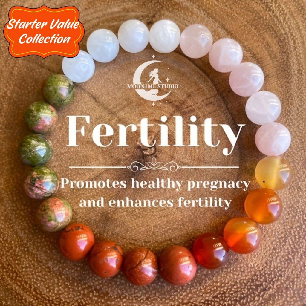 [Fertility] Natural Crystal Inspired Chakra Bracelet Pink Crystal Red Agate Jasper Unakite