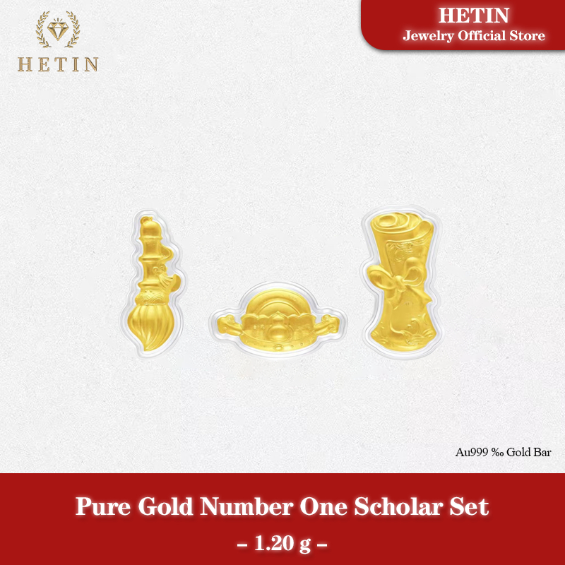 【HETIN】Cultural Blessings Gold Bar Set (1.2g）999/24K Gold Coin Gold Medallion Ornament Emas&hellip;