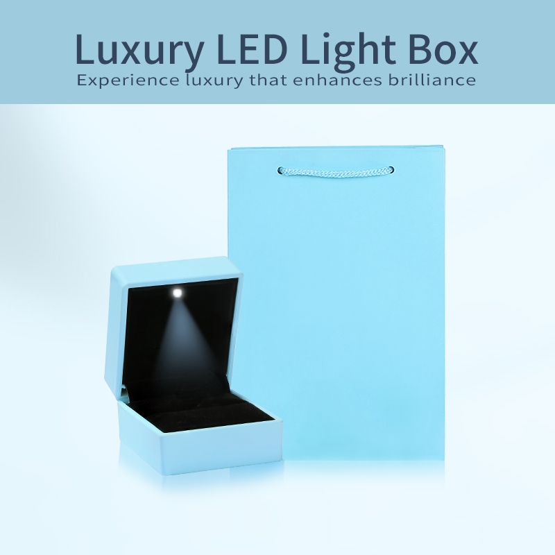 Luxury LED Light Box For Engagement Wedding Ring Earrings Necklace Jewelry Double Single Ring Display Case Storage Gift Box