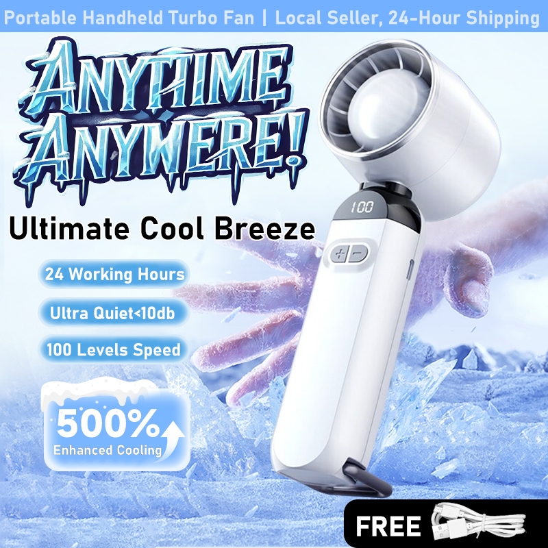 Mini Fan Rechargeable - Small Portable Handheld Fan with Stand, Quiet USB Operated for Desk/Camping/Kids, 4000mAh Battery - Kipas Mini USB Murah