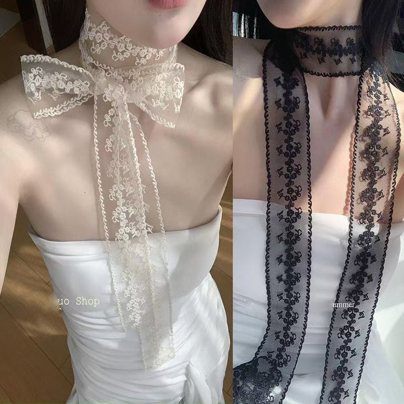 New arrive fashion Retro lace headband choker neck accessory for women gentle bow tie scarf
