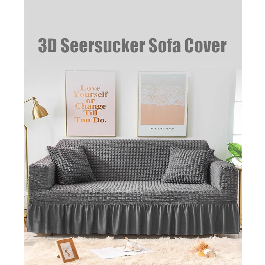 Universal Spandex Seersucker Sarung Sofa 1 2 3 4 Seater Sofa Cover Sofa Slipcover Sarung Kusyen 沙发套