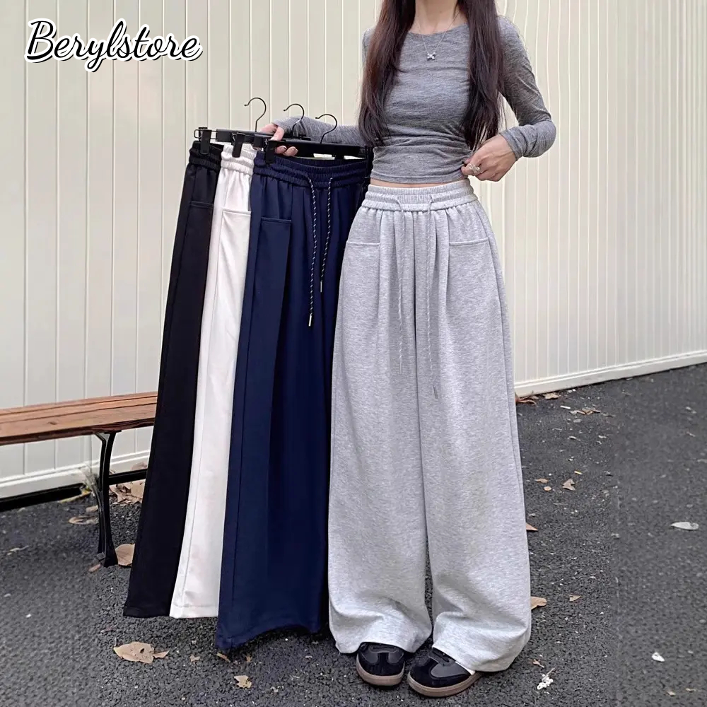 ✅【READY STOCK 】Beryl White loose casual straight pants
