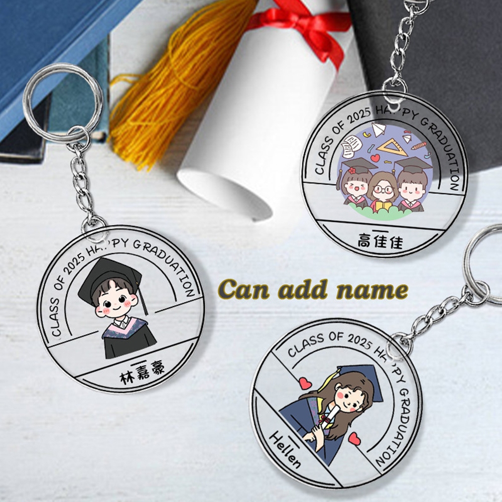 Happy Graduation Acrylic Keychain Class 2025 Year School Graduate Key Chains Custom Name Gifts for Student