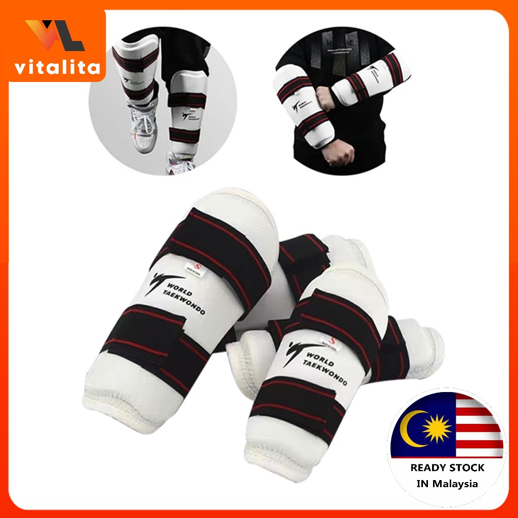 （Set of 4）Taekwondo guards knee guard lutut support gear Shin pad & Forearm Sponge leg body ankle lutut arm Sparring hand Protector Karate dobok elbow silat groin guardian pelindung 护膝