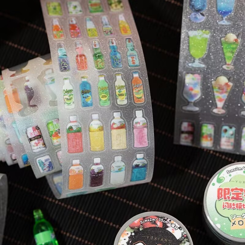 Ohaya | Sparkling pet Die-Cut Tape Ancient Dessert Gourmet Food Sticker diy Handbook Cuckoo Card Collage Sticker