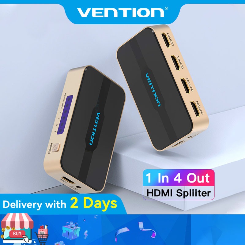 Vention HDMI Splitter 1 in 4 out /1 in 2 out Powered HDMI Video Switch Support 4K*2K 3D 1080P for PS4 Blu-Ray Player Switcher