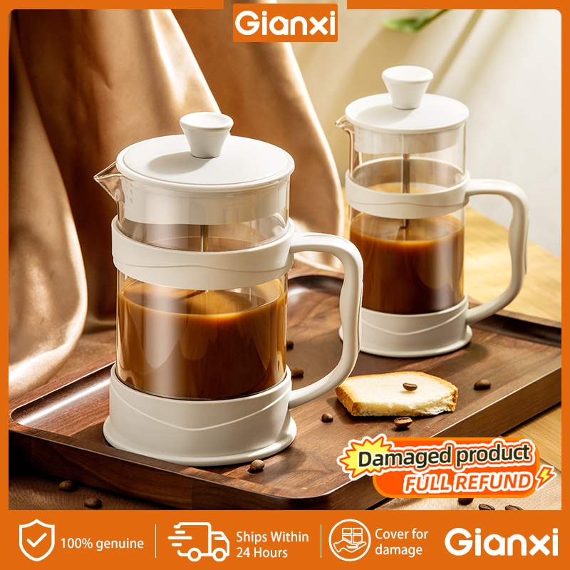 GIANXI 350ml French Press Coffee Pot Glass Teapot Espresso Latte Milk Foam Maker