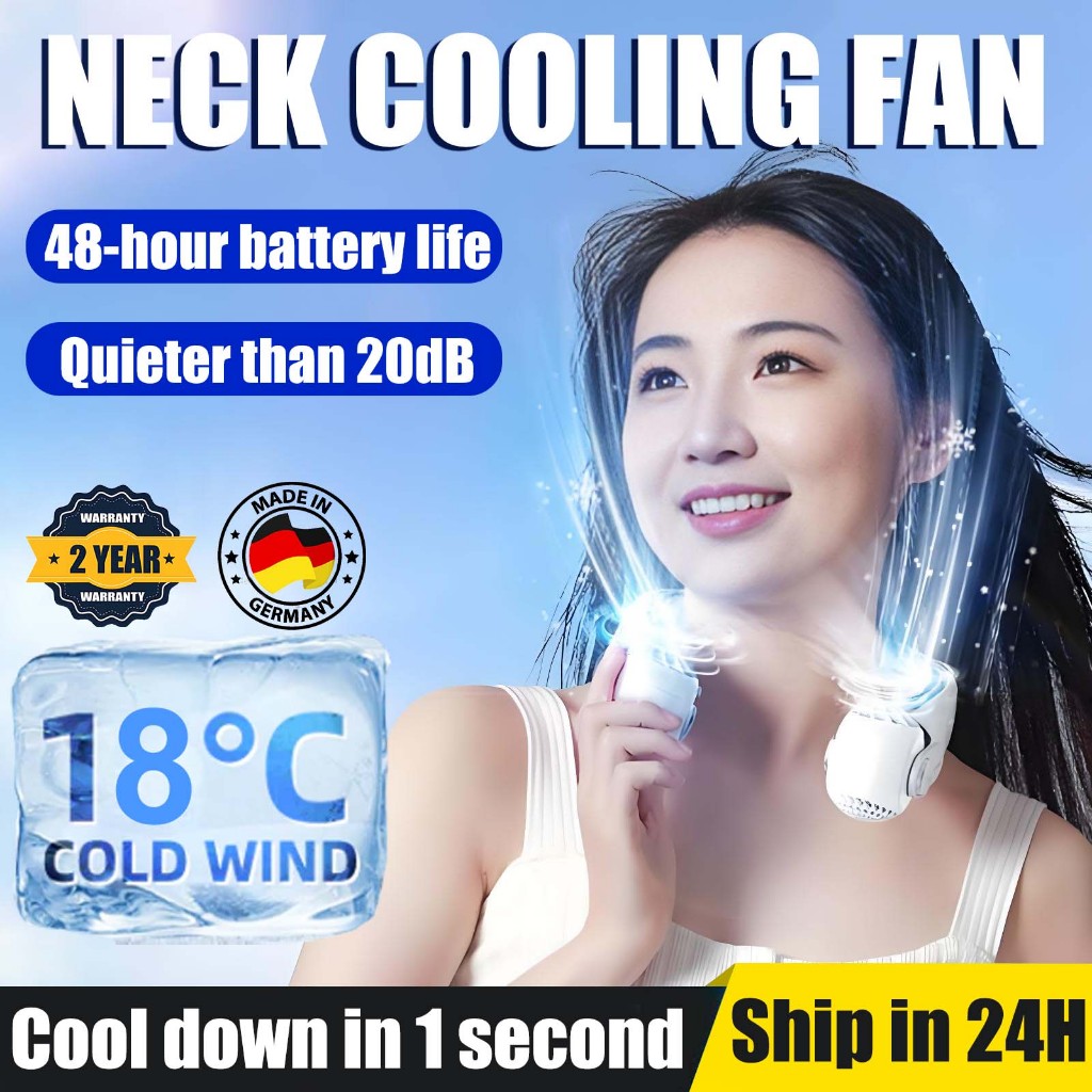 【Ready stock】Portable Hanging Neck Fan Hands Usb Rechargeable Travel Fan Bladeless Digital Display Leafless Fan Portable Outdoor Summer kipas Leher  (10000mAh) 掛脖風扇 kipas leh