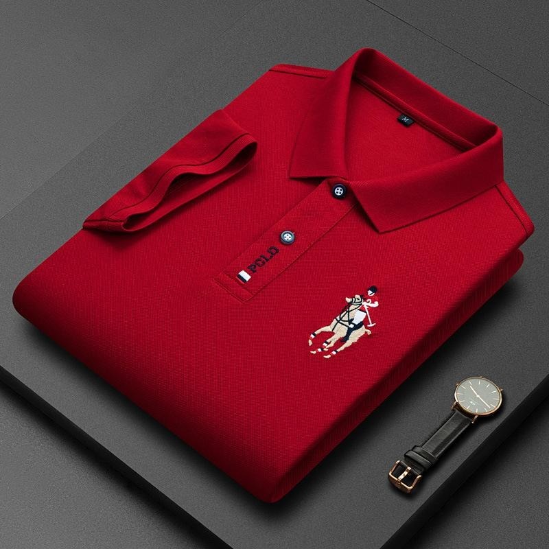 COD Baju polo kapas lelaki, bernafas, anti-kedut, kolar golf, kasual perniagaan, mewah.