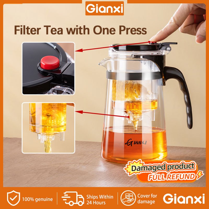 GIANXI Press Art Glass Chinese Teapot With Filter Tea Pot Set jug dan gelas cawan dan teko air panas