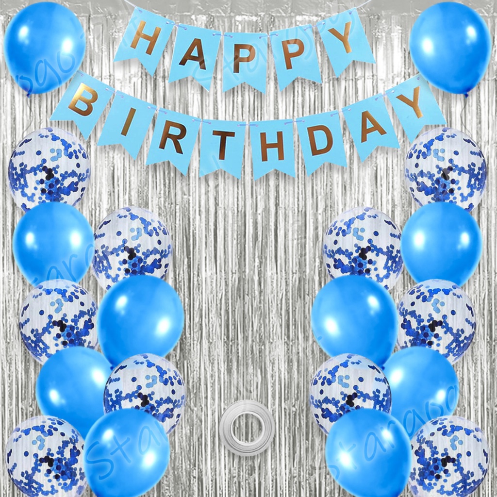 50pcs Birthday Balloon Set Happy Birthday Banner Backdrop Gold Foil Curtain Metallic Confetti Balloons Birthday Decoration Set For 1st 60 70th Birthday Decoration Set