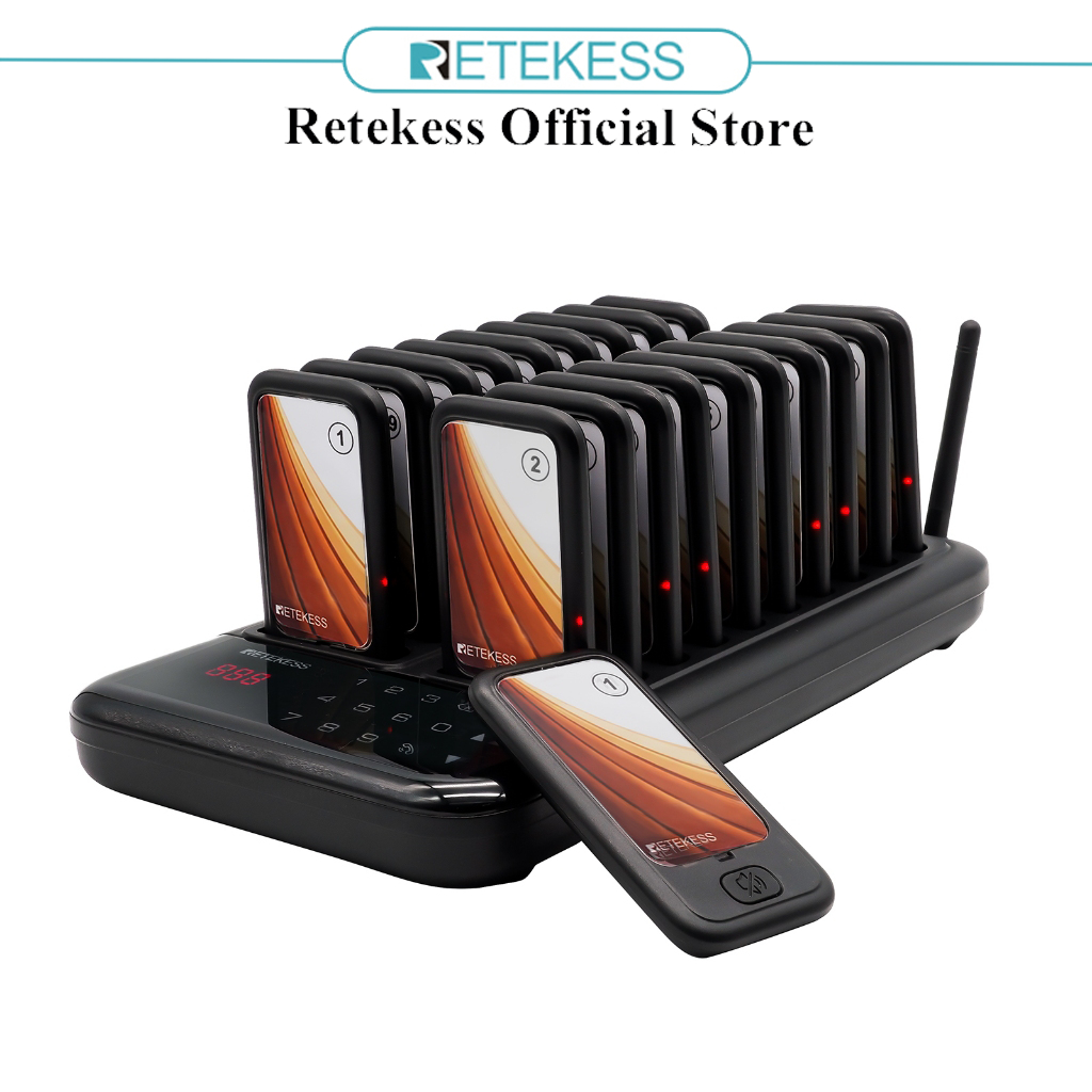 Retekess TD173 Restaurant Wireless Pager System 7 Prompt Modes 24 Hours Standby Time Waiting Buzzers with Mute Button