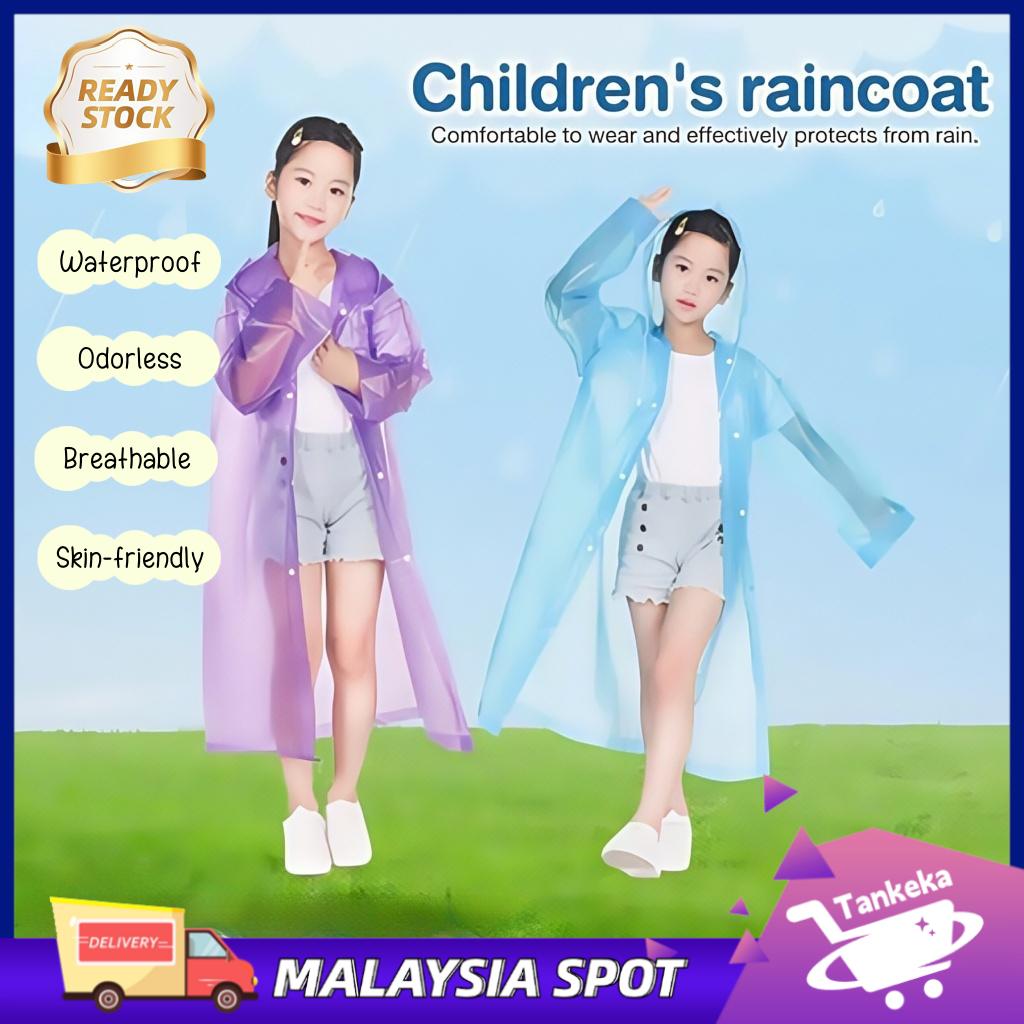 COD Local Delivery Kids Foldable Raincoat - Lightweight Waterproof & Reusable for Outdoor Adventures Perfect for Hiking Fishing & Rainy Days