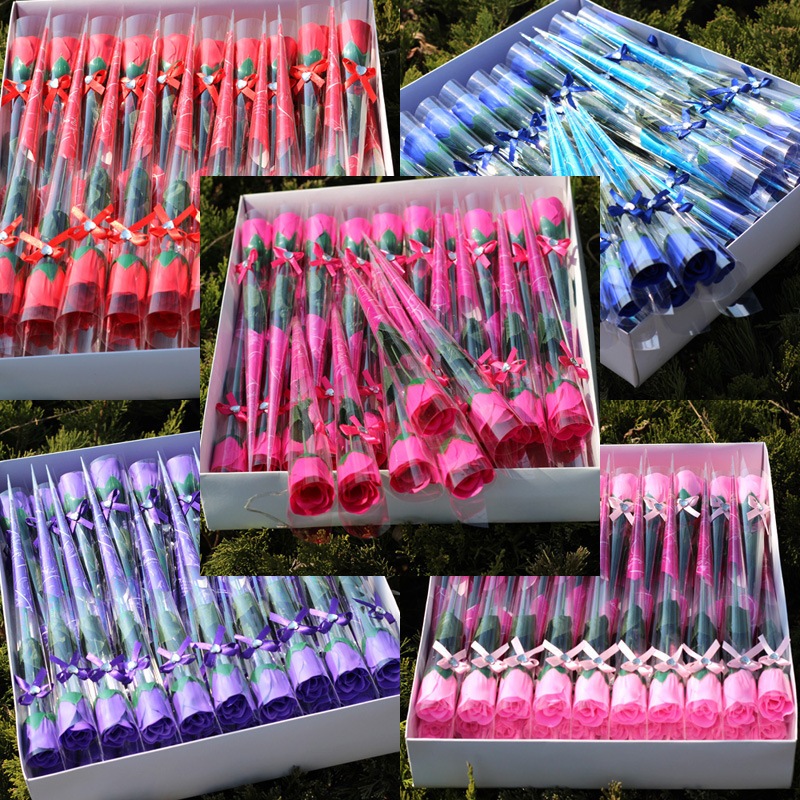 1 Piece Artificial Flowers Soap Rose Teacher's Day Mother's Day Birthday Gift Soap Flower Rose