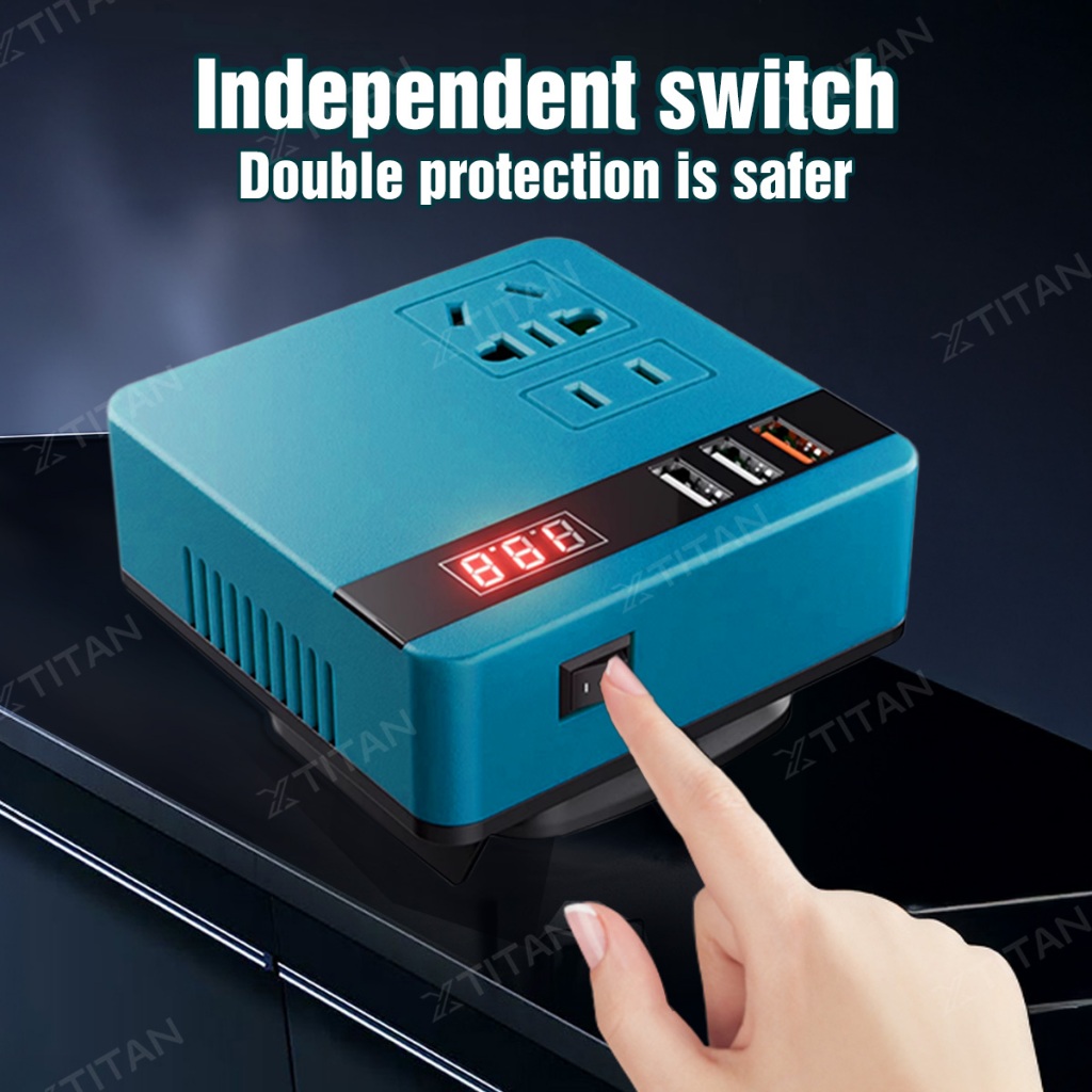 Portable Power Inverters for 20V Battery Inverter 20v to 220v Converter with Dual USB,AC Outlet and Type-C
