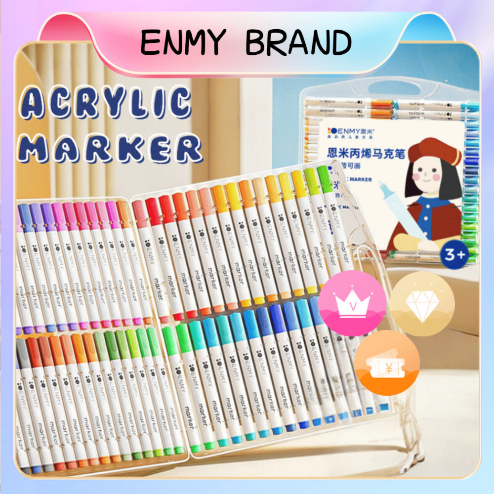 ENMY Acrylic Marker Pen 80/60/48/36/24/12 Colors Set Drawing Coloring Painting Art Kids Presents