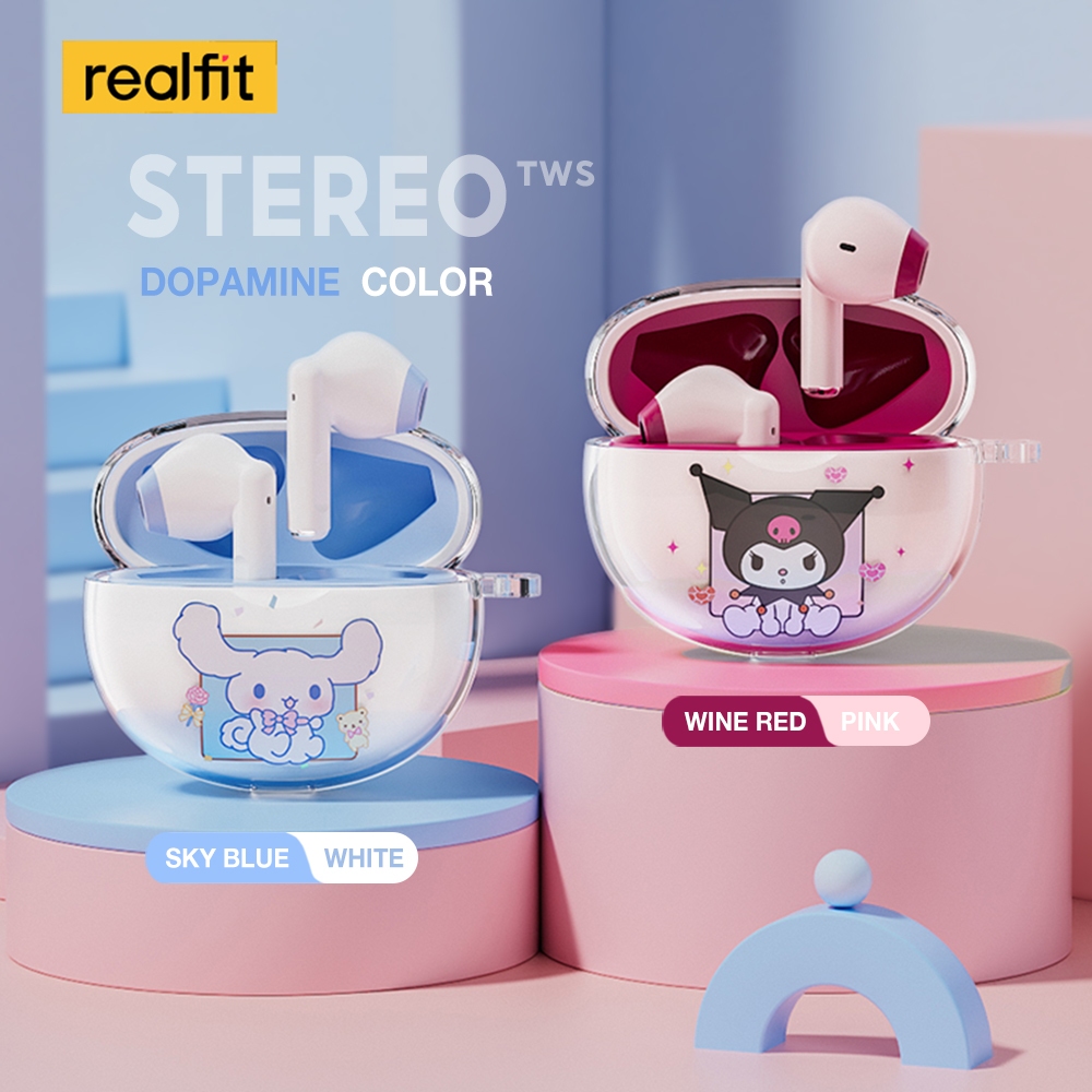 Realfit F2 Bluetooth Earphone Excellent Bass Wireless Earbuds with Mic Colorful Matching Headset 5H Long Playback